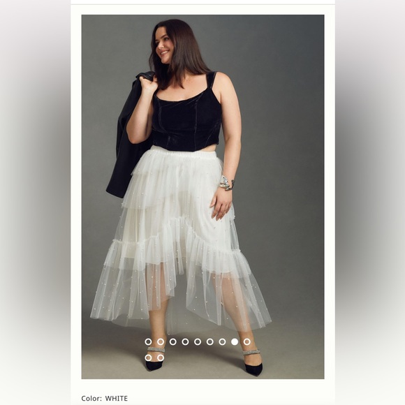 Anthropologie - Maeve Tulle & Pearl-Embellished Sheer Skirt - Medium - NWOT - Picture 9 of 12